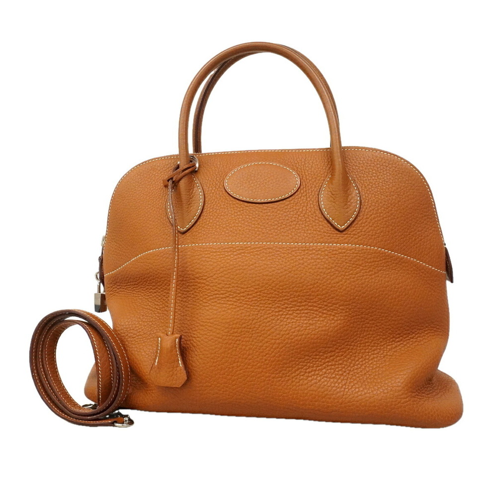 Hermes Bolide 35 handbag, Taurillon Clemence leather, gold, □I stamp, 2-way b...